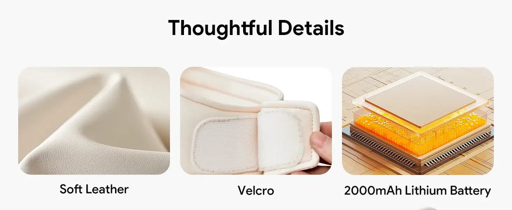 DearCocoon head and neck sleep massager with heat and airbag compression for headache relief, showing the device on a user's head.