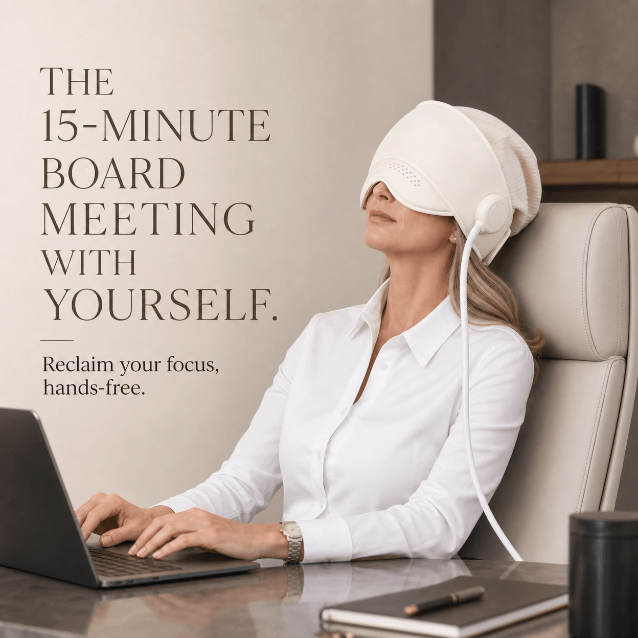 DearCocoon heated head massager in use, providing relaxing head massage to melt away tension and soothe scalp.
